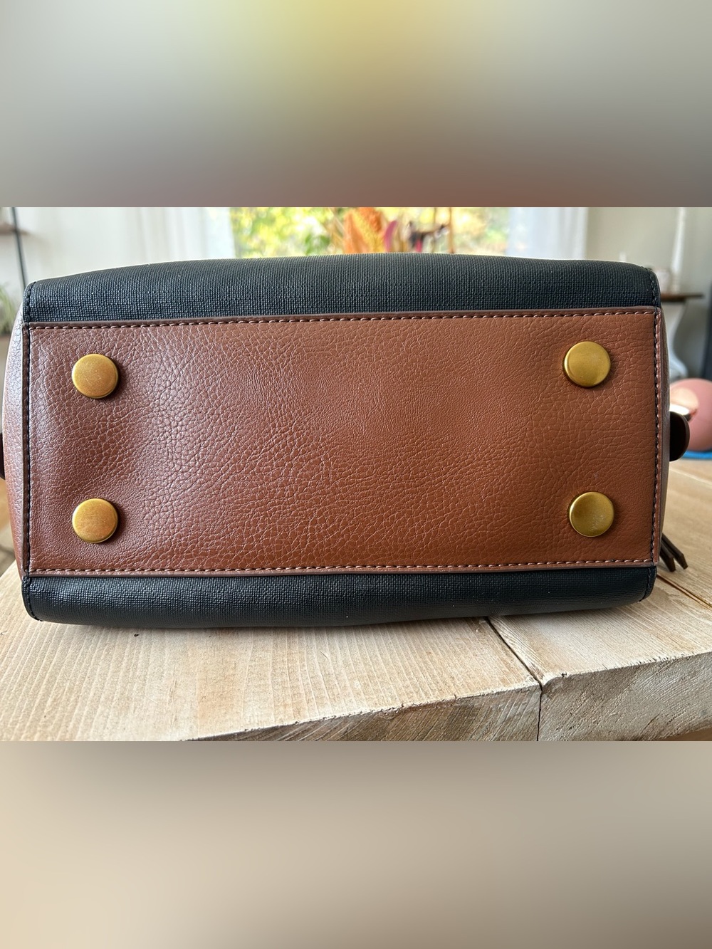 FOSSIL Classic Black and Brown Two-Tone Satchel Bag - Picture 5 of 13